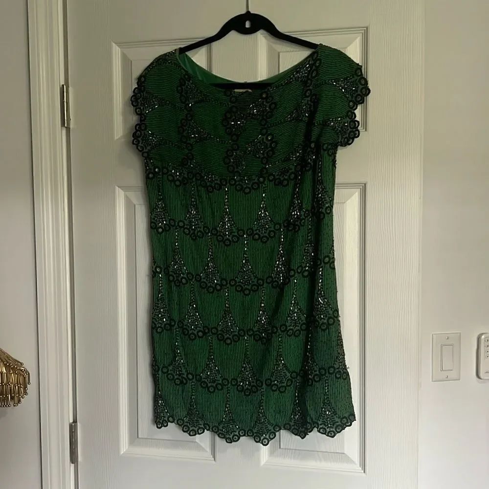 by Francine Vintage Green Sequin Dress - 100% Silk